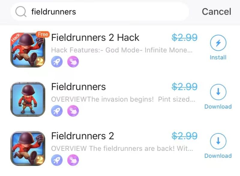 search for fieldrunners in panda helper